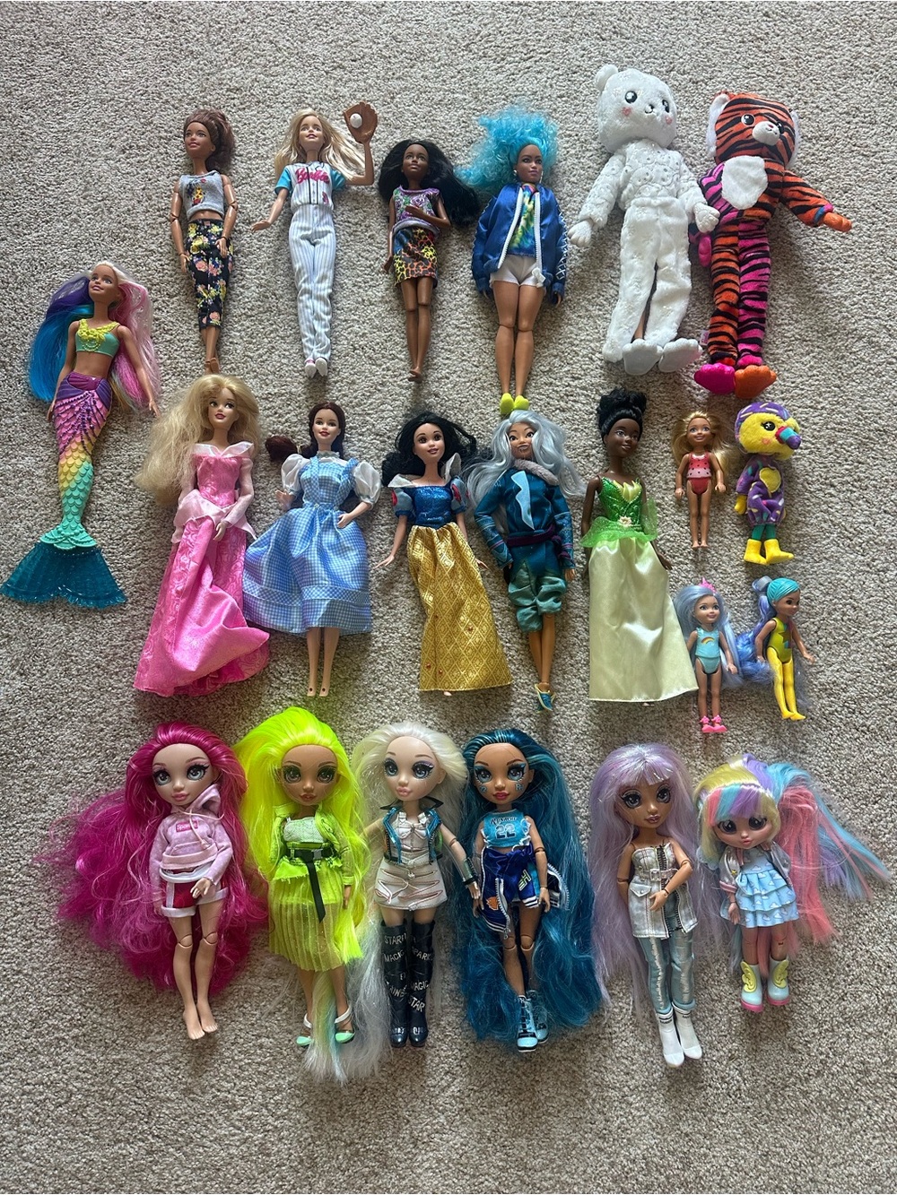 Assorted Kids Dolls - Barbie, Disney and Rainbow High